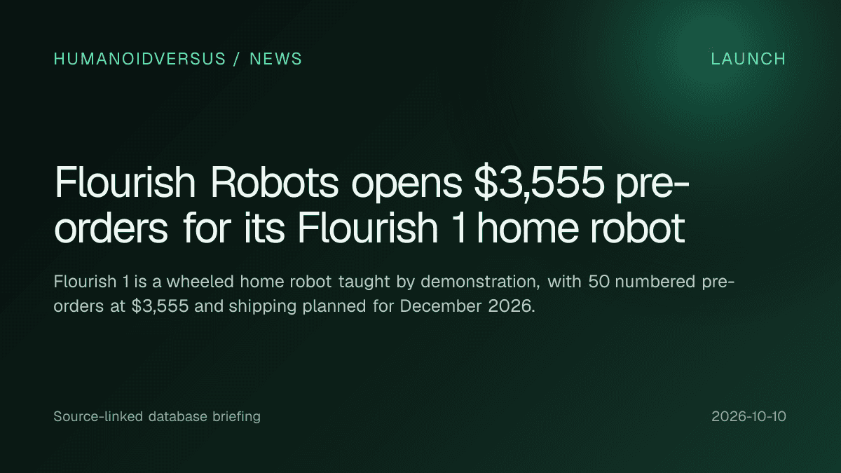Flourish Robots opens $3,555 pre-orders for its Flourish 1 home robot — humanoidversus news